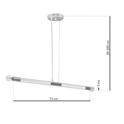 Hanging Lamp BASTONE WHITE 2×E14/40W/230V White / Polished Chrome