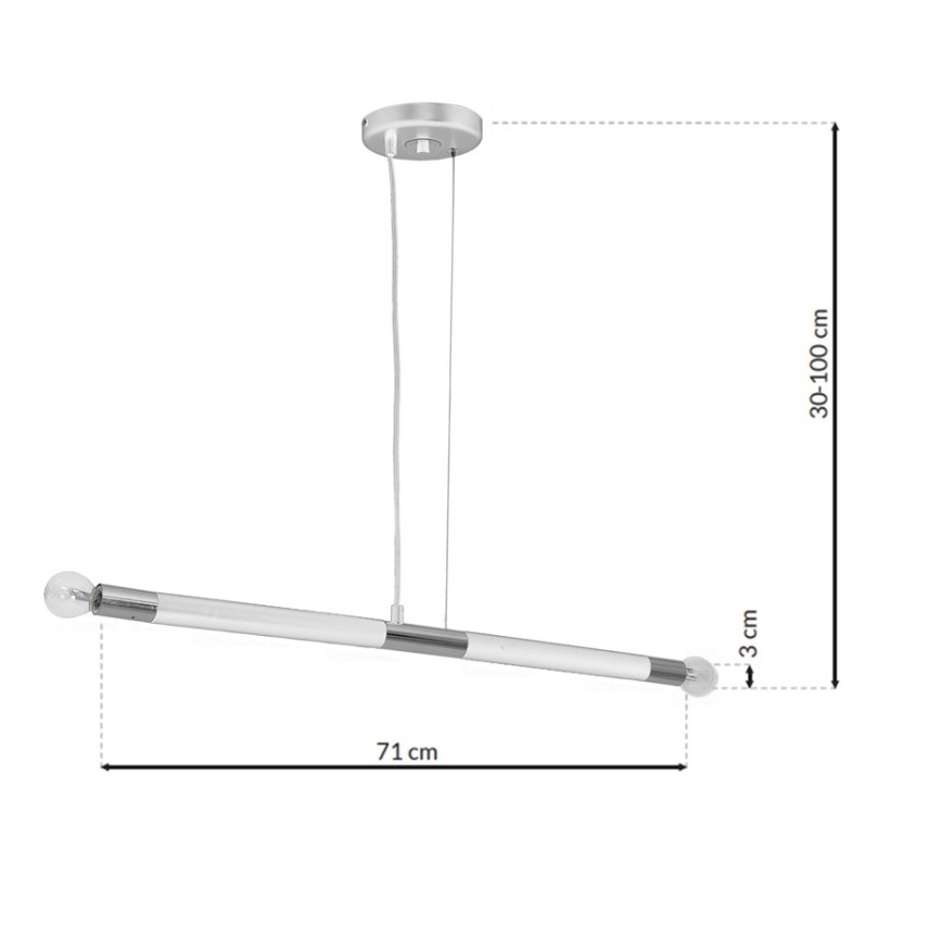 Hanging Lamp BASTONE WHITE 2×E14/40W/230V White / Polished Chrome