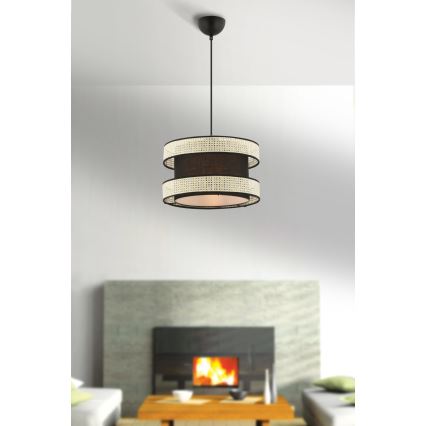 HANGING LAMP HALO 1xE27/60W/230V black/cream