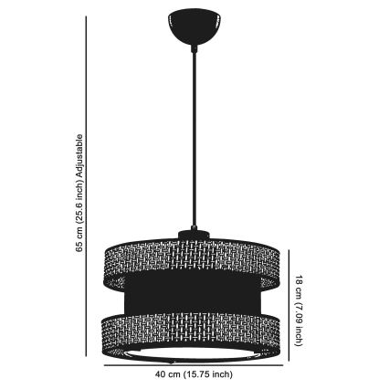 HANGING LAMP HALO 1xE27/60W/230V black/cream