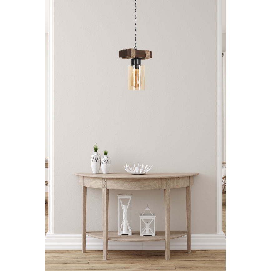 Hanging Lamp JASMIN 1xE27/40W/230V Brown/Beige