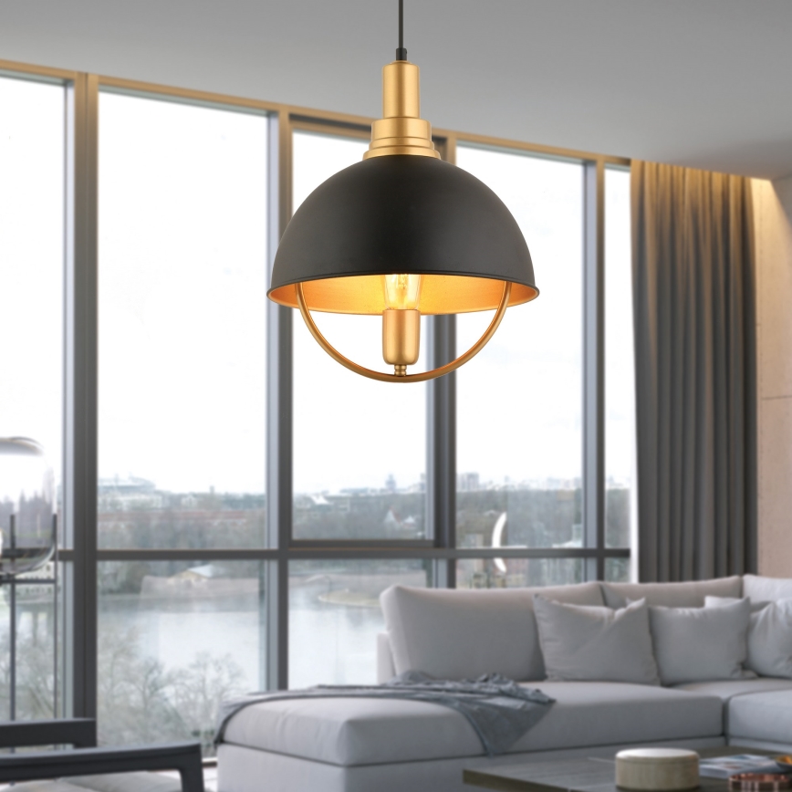 Hanging lamp MONZA 1xE27/40W/230V Ø 30 cm black/gold