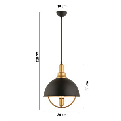 Hanging lamp MONZA 1xE27/40W/230V Ø 30 cm black/gold