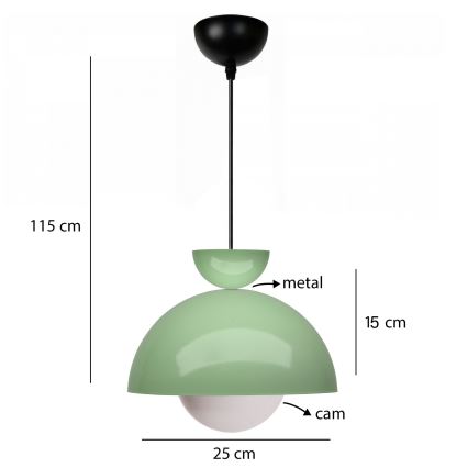 Hanging lamp SALVA 1xE27/15W/230V green