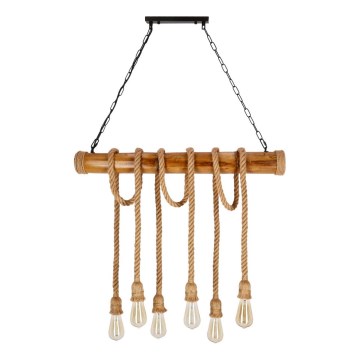 Hanging lamp VINT 6xE27/40W/230V bamboo