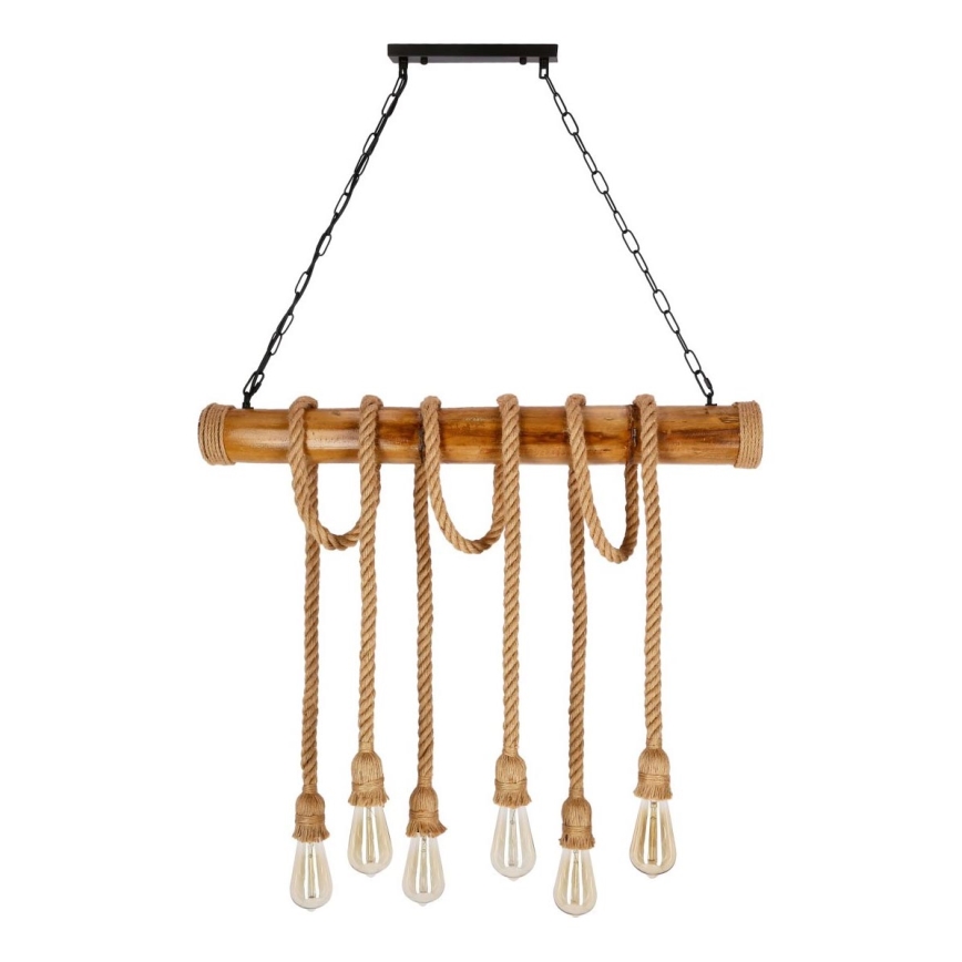 Hanging lamp VINT 6xE27/40W/230V bamboo