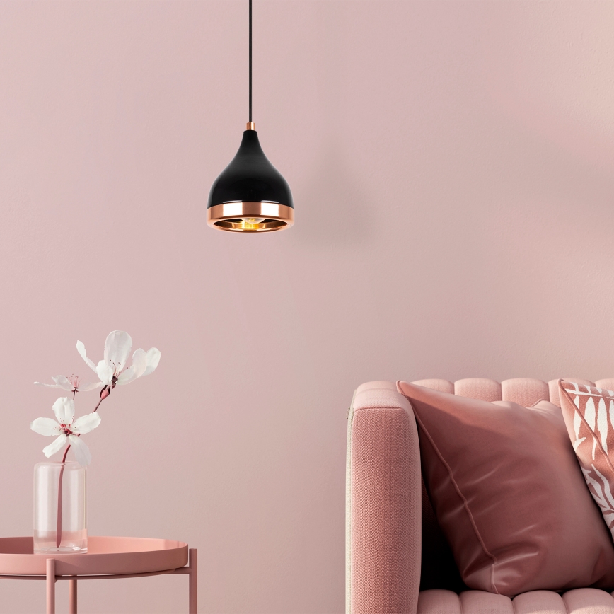 Hanging lamp YILDO 1xE27/40W/230V black/copper