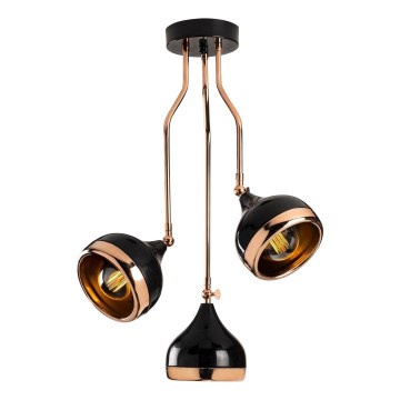 Hanging Lamp YILDO 3xE27/40W/230V Black/Copper