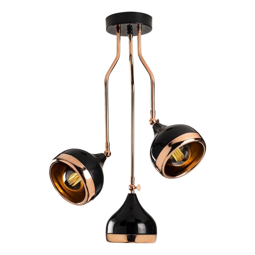 Hanging Lamp YILDO 3xE27/40W/230V Black/Copper