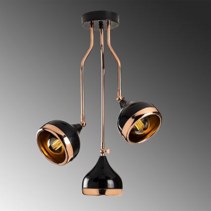 Hanging Lamp YILDO 3xE27/40W/230V Black/Copper