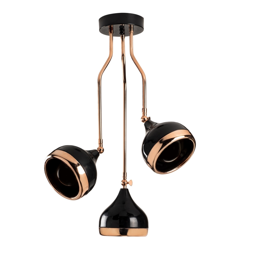 Hanging Lamp YILDO 3xE27/40W/230V Black/Copper
