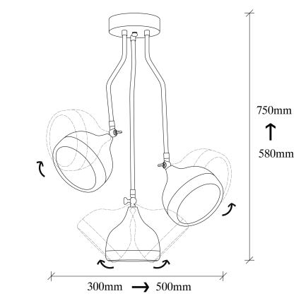Hanging Lamp YILDO 3xE27/40W/230V Black/Copper
