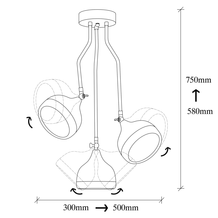 Hanging Lamp YILDO 3xE27/40W/230V Black/Copper