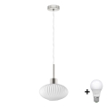 HARMA LED pendant on cable 1xE27/60W/230V Ø 25 cm matte chrome/white