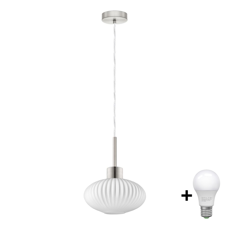 HARMA LED pendant on cable 1xE27/60W/230V Ø 25 cm matte chrome/white