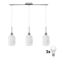 HARMA LED pendant on cable 3xE27/60W/230V matte chrome/white