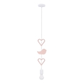 HEART Children's pendant light on cord 1xE27/20W/230V pink/white