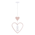 HEART Children's Pendant Light on Cord 1xE27/20W/230V Pink/White