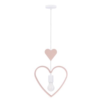 HEART Children's Pendant Light on Cord 1xE27/20W/230V Pink/White