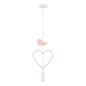 HEART Kids' Pendant Lamp on Cable 1xE27/20W/230V Pink/White