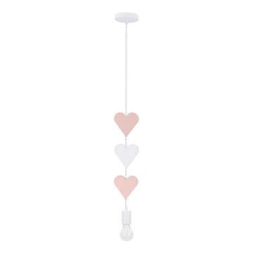 HEART Kids' Pendant Light on Cable 1xE27/20W/230V Pink/White
