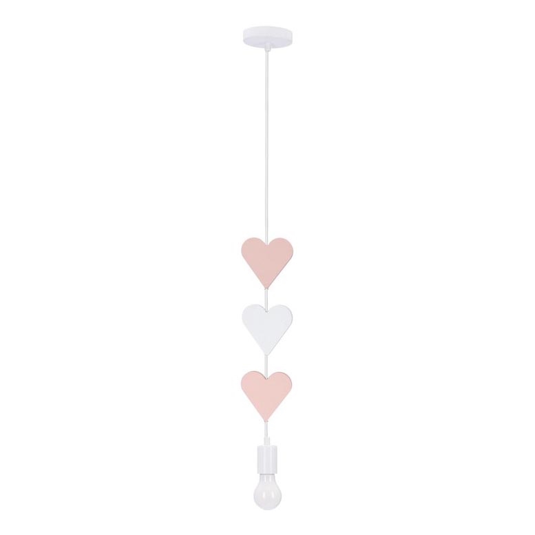 HEART Kids' Pendant Light on Cable 1xE27/20W/230V Pink/White