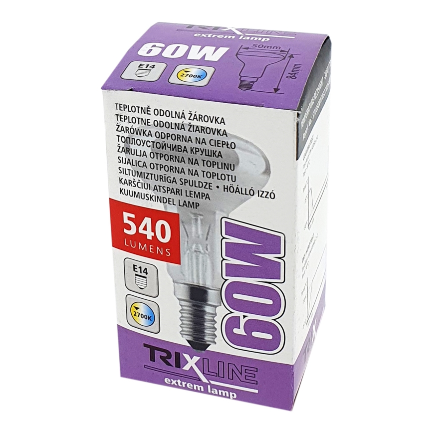 Heavy-duty floodlight bulb R50 E14/60W/230V 2700K