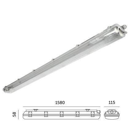 Heavy-duty fluorescent light 2xG13/22W/230V IP65