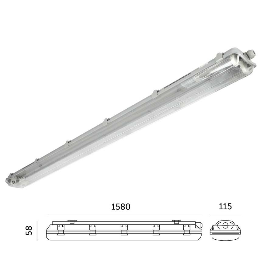Heavy-duty fluorescent light 2xG13/22W/230V IP65