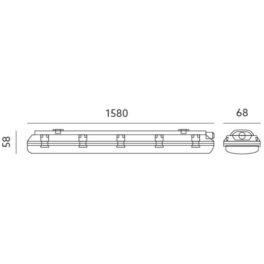 Heavy-duty fluorescent light T8 1xG13/24W/230V IP65