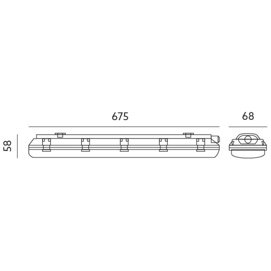Heavy-duty fluorescent light T8 1xG13/9W/230V IP65