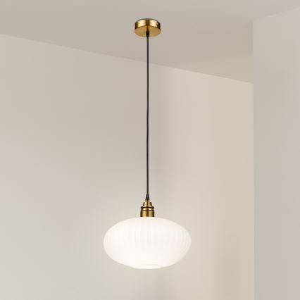 HECTOR cable-hung pendant light 1xE27/15W/230V white/brass Ø 30 cm