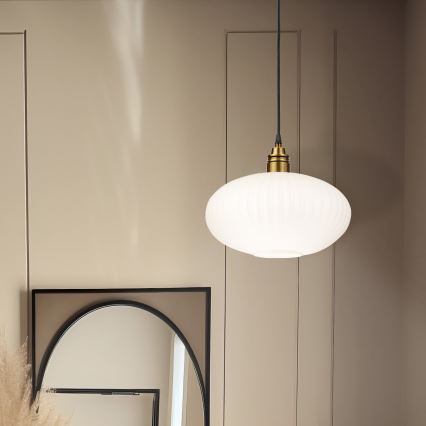 HECTOR cable-hung pendant light 1xE27/15W/230V white/brass Ø 30 cm