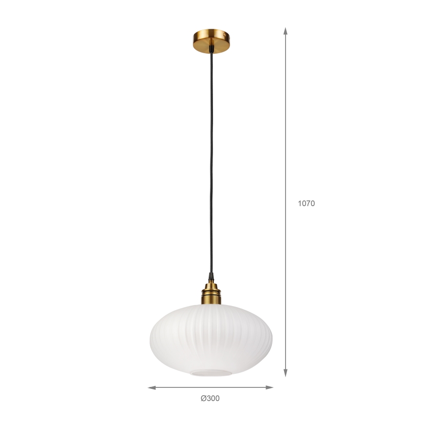 HECTOR cable-hung pendant light 1xE27/15W/230V white/brass Ø 30 cm