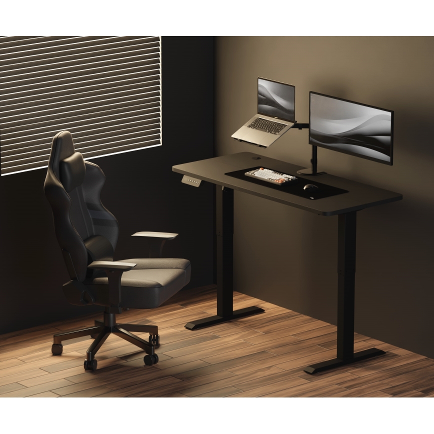 Height-adjustable desk LEVANO 140x60 cm black