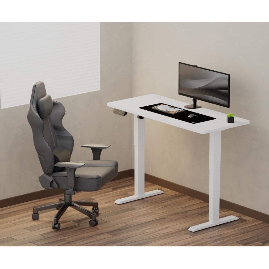 Height-adjustable desk LEVANO 140x60 cm white