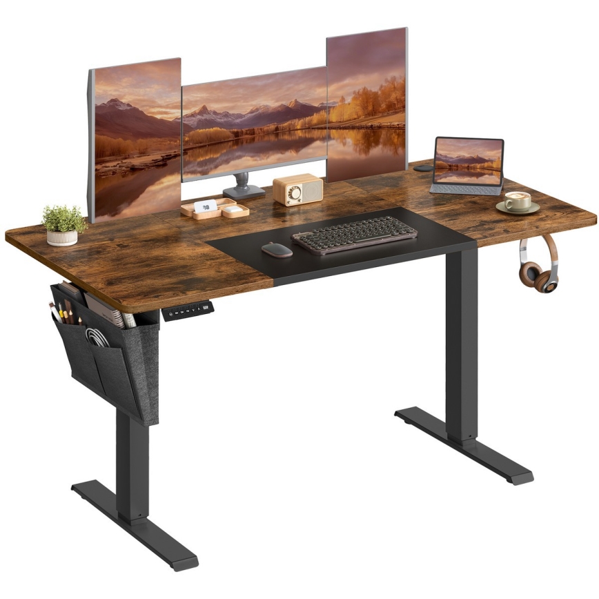 Height-adjustable desk SOLEA-X brown/black