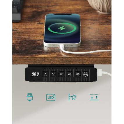 Height-adjustable SOLEA-X writing desk, brown/black