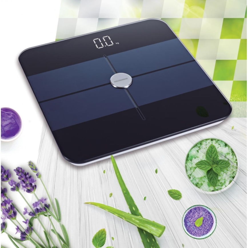 Heinner HBS-BTH180BK - Digital Personal Scale, 2x AAA, Black/Blue