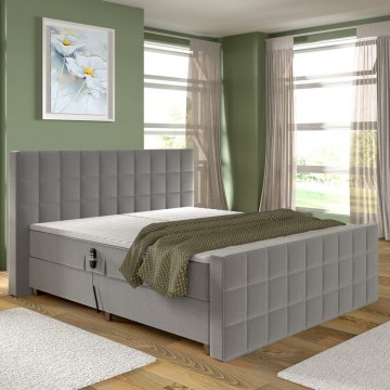 HELEN 180x200 cm Electric Adjustable Upholstered Bed with Mattresses and Topper, Grey