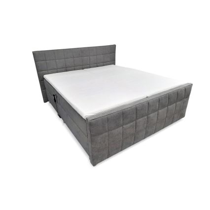 HELEN 180x200 cm Electric Adjustable Upholstered Bed with Mattresses and Topper, Grey