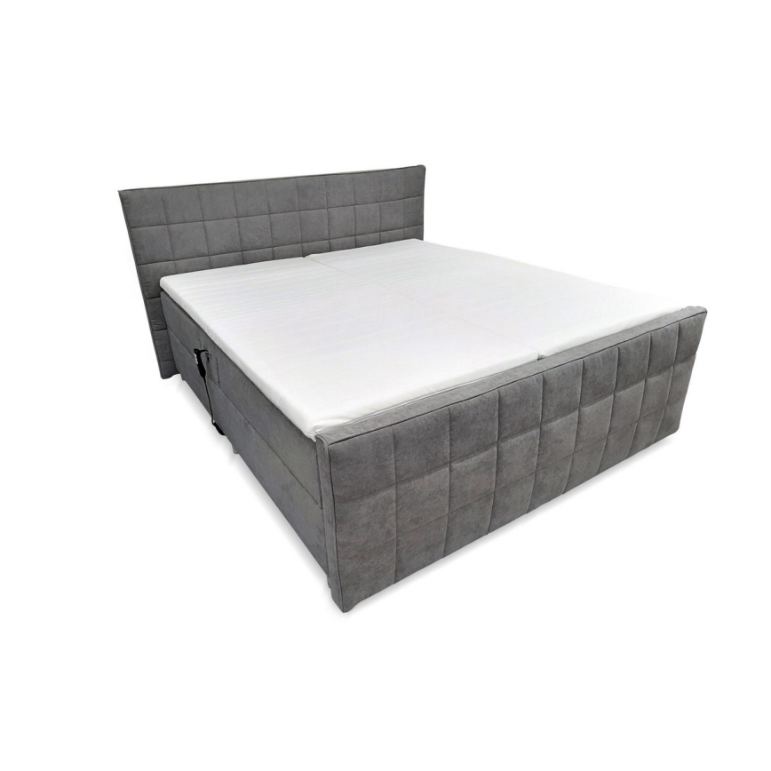 HELEN 180x200 cm Electric Adjustable Upholstered Bed with Mattresses and Topper, Grey