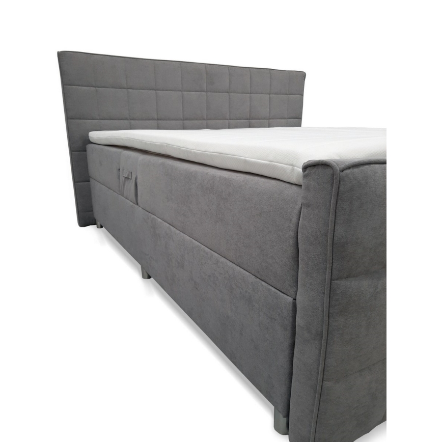 HELEN 180x200 cm Electric Adjustable Upholstered Bed with Mattresses and Topper, Grey