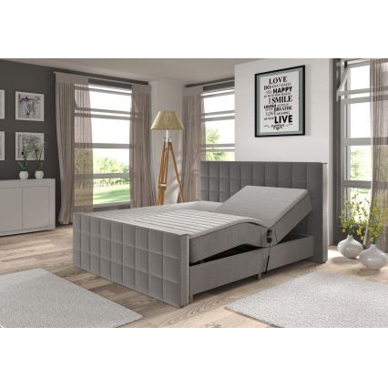 HELEN 180x200 cm Electric Adjustable Upholstered Bed with Mattresses and Topper, Grey