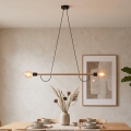 HELIX Cable-Hung Pendant Light 2xE27/15W/230V, Black/Pine