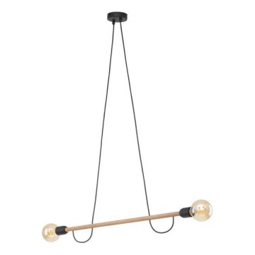 HELIX Cable-Hung Pendant Light 2xE27/15W/230V, Black/Pine