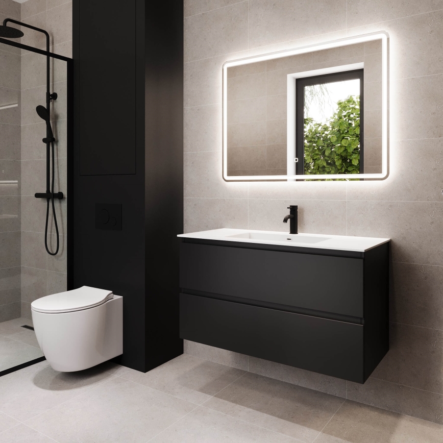HELSINKI 100 cm Black Bathroom Vanity with Basin