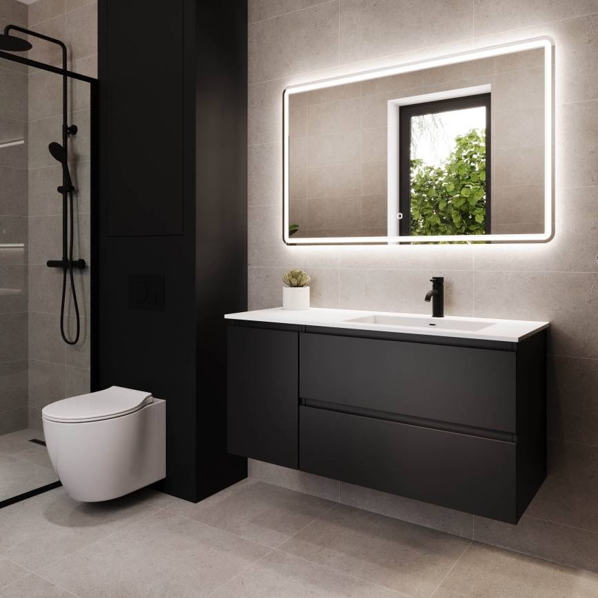 HELSINKI 115 cm Right-hand Bathroom Vanity Unit with Basin — Black