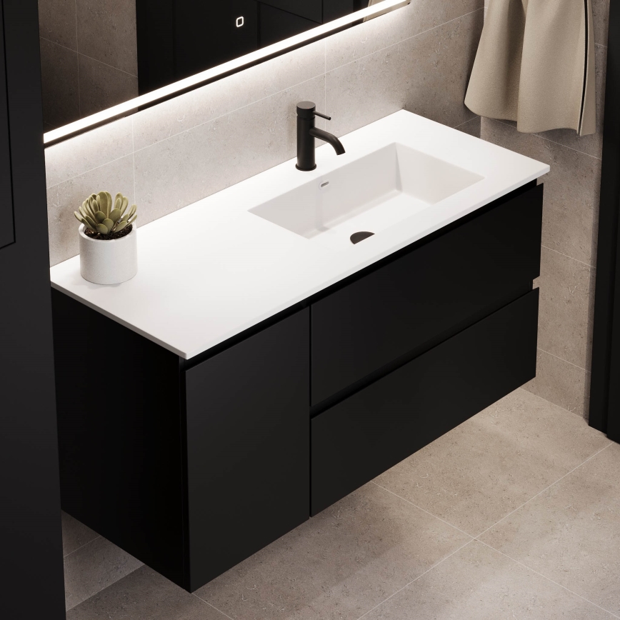 HELSINKI 115 cm Right-hand Bathroom Vanity Unit with Basin — Black