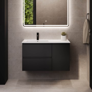 HELSINKI 95 cm Left-Hand Bathroom Vanity with Sink/Black